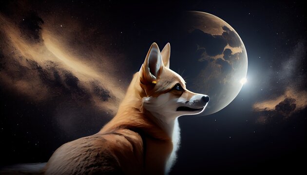 dog with moon background