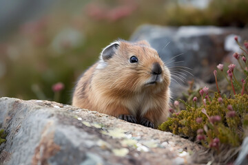 Naklejka na ściany i meble Lemming - Arctic regions - A small rodent species known for its mass migrations and population cycles (Generative AI)