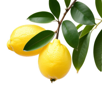 Ripe fruiting lemon tree stalk