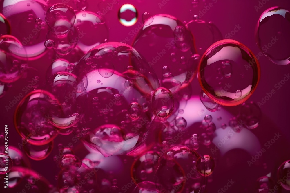 Aufkleber a bunch of bubbles floating in the air on a purple background with a black background and a pink bac