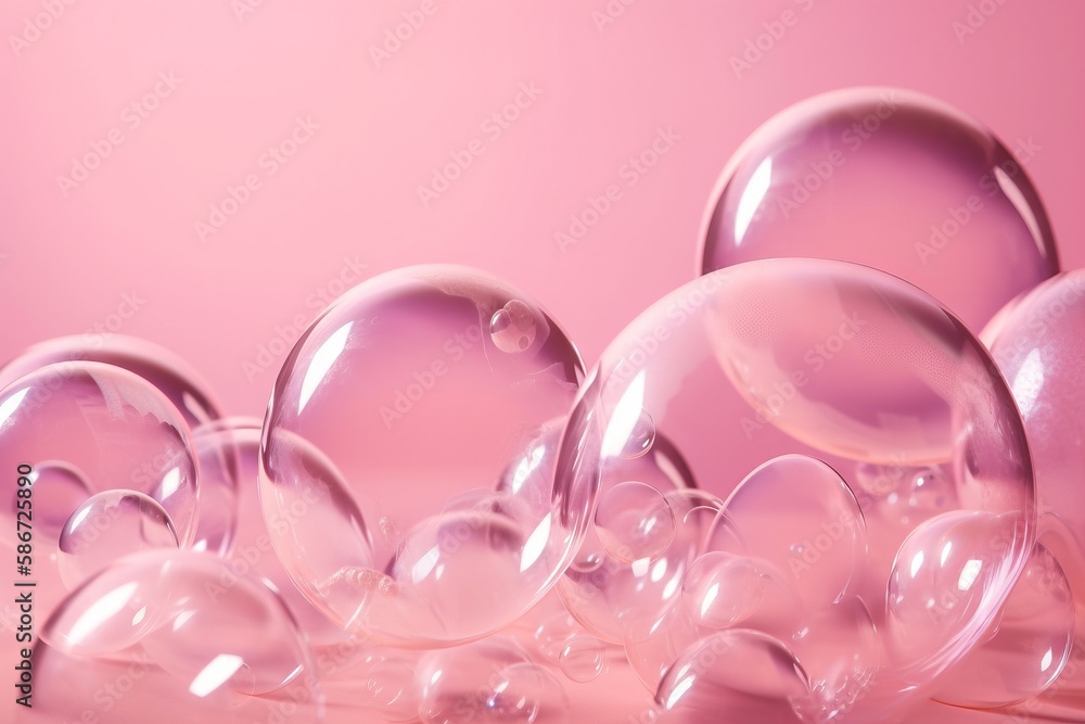 Poster a bunch of bubbles that are on a pink background with a pink background and a pink background with a