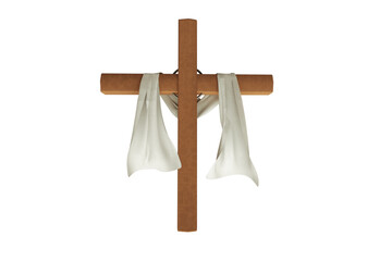 Wooden cross with red fabric, resurrection of christ easter resurrected christ