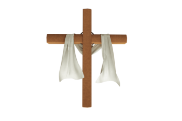 Wooden cross with red fabric, resurrection of christ easter resurrected christ