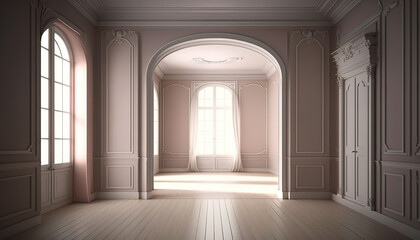 Beautiful Elegant empty pastel room, art illustration 