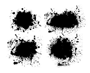 Grunge splatter. A set of black blots on white. Vector illustration.