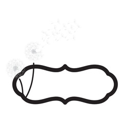 Dandelion flowers inside vintage frame