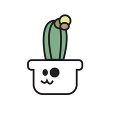 Vector image of a card plant in a pot