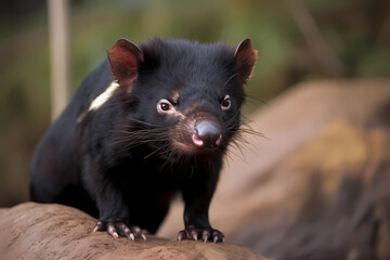 Tasmanian Devil - Tasmania - Small, carnivorous marsupials known for their aggressive behavior and fierce jaws (Generative AI)
