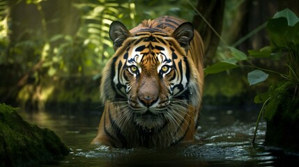 Naklejka premium Tigers and Nature