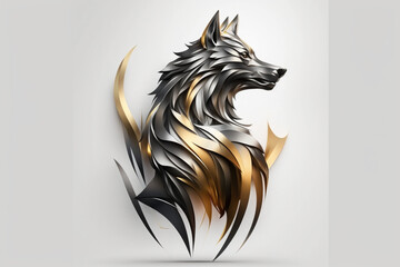 3D wolf logo white background