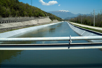 Artificial river channel in concrete