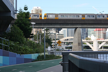 Brisbane City view from Bicentennial Bikeway, Brisbane, Australia