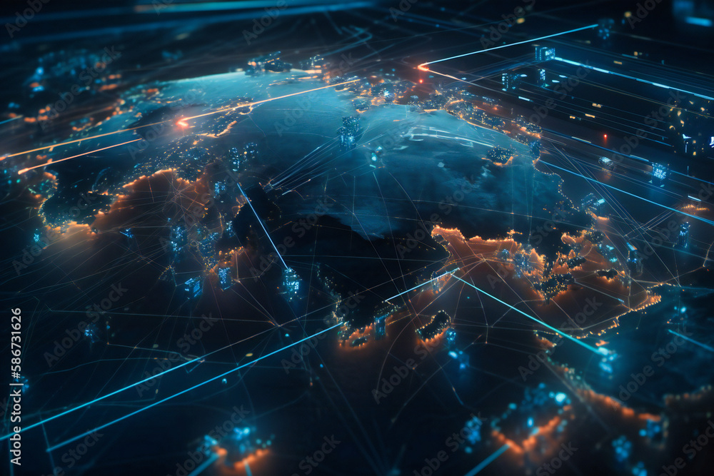 Poster a network of satellites, drones, and ground-based sensors monitor global activity, ensuring security