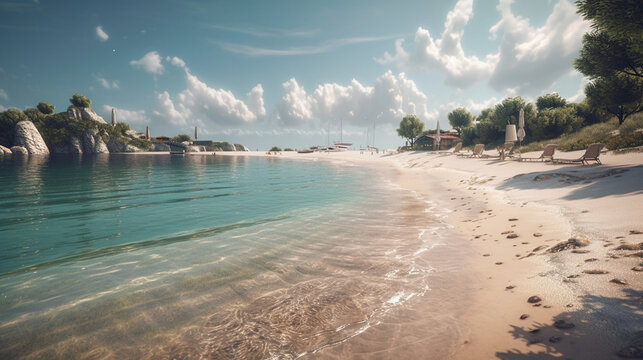 Paradis&iacute;aca praia tropical criada por IA