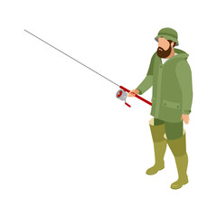Fisherman Isometric Illustration