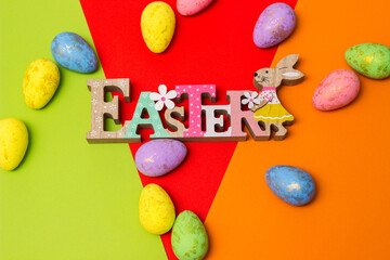 Happy Easter. Easter Eggs on color Background