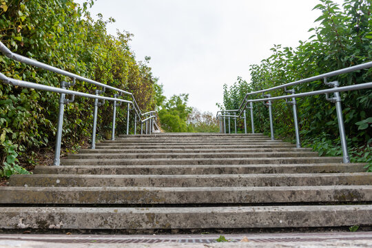 Old stairs in the park leading to the top