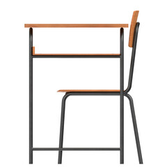 3D rendering illustration of a school desk and chair