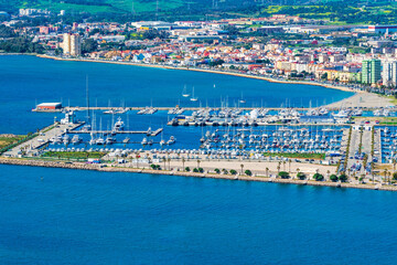 Fototapeta premium View of Spanish town La Linea de Conception from the Upper Rock in Gibraltar, UK