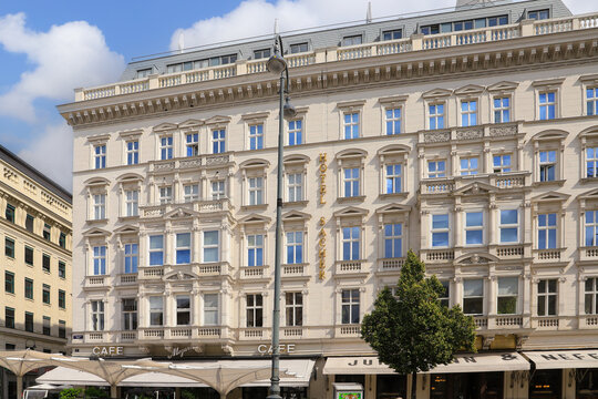 The famous Hotel Sacher in sunshine in Vienna - Austria. Vienna 