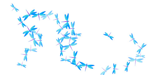 Exotic cyan blue dragonfly cartoon vector illustration. Summer pretty damselflies. Decorative dragonfly cartoon dreamy wallpaper. Tender wings insects graphic design. Garden beings