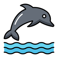 Dolphin Line Color Icon