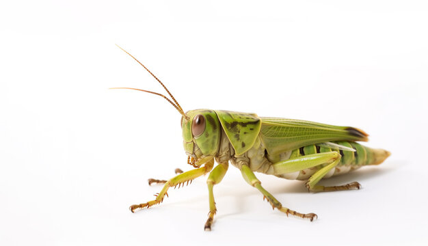 green grasshopper isolated on white  Created using generative AI tools.