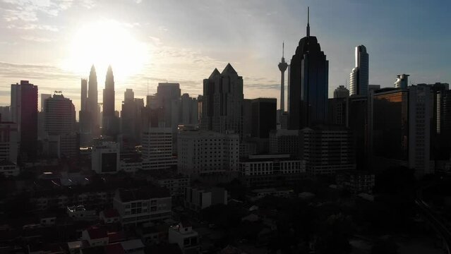 An aerial view of Kuala Lumpur early in the morning.