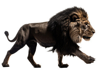 a male lion. Panthera leo, walking, trotting and running, in wildlife-themed, photorealistic illustrations on a transparent background cutout in PNG.
Generative AI