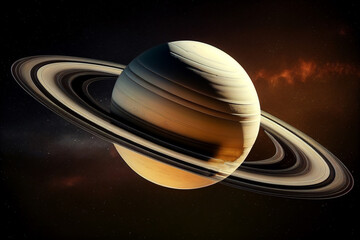 A Realistic Illustration of the Planet Saturn in Our Solar System Surrounded by Space and Stars