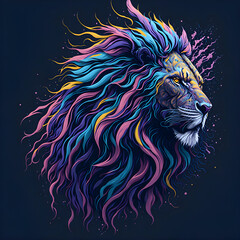 splash art lion head by AI