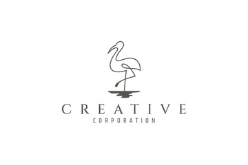 stork logo with simple line design style