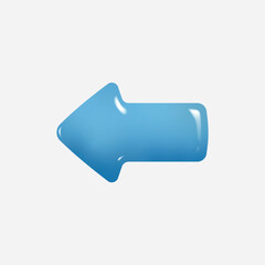 3d arrow pointing left blue color. Vector