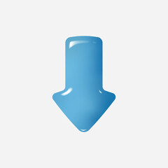 3d arrow pointing down blue color. Vector