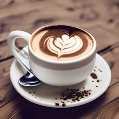 Obraz premium Culinary Delight: Exquisite Latte Art Adorns a Perfect Cappuccino