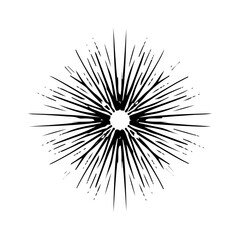 Vector black sun in boho style. Abstract illustration of the dawn drawn by hand with a single line. Esotericism.