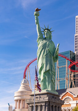 Las Vegas, United States - November 23, 2022: A picture of the Statue of Liberty of the New York-New York Hotel and Casino.
