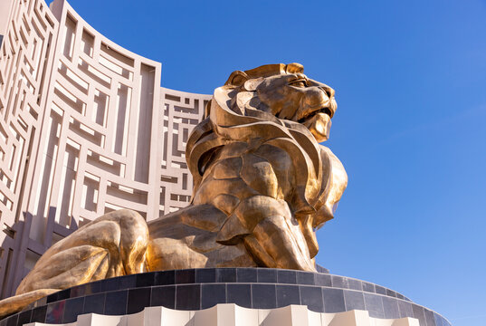 Las Vegas, United States - November 23, 2022: A picture of the statue of Leo the Lion, the animal behind Metro-Goldwyn-Mayer.