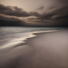 Fototapeta na wymiar sunset at the beach - Ocean landscape - Ocean calm waves background for design - Generative AI