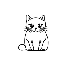  A pretty cat sitting vector line art work