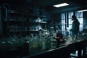  In a Secure High Level Laboratory Scientists in a Coverall Conducting a Research Generative AI