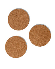 Round Cork Table Coasters on transparent background