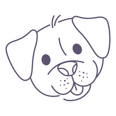 Cheerful bulldog icon isolated on white background