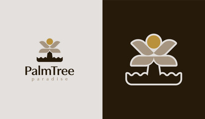 Palm Tree Summer Tropical Logo. Universal creative premium symbol. Vector sign icon logo template. Vector illustration