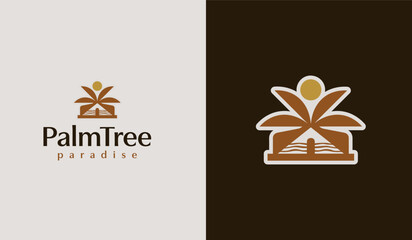Fototapeta na wymiar Palm Tree Summer Tropical Logo. Universal creative premium symbol. Vector sign icon logo template. Vector illustration