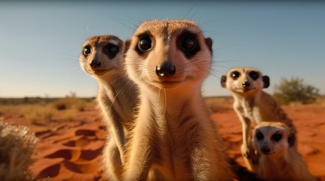 cute meerkat on guard gopro view generative AI