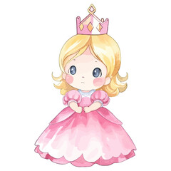 Watercolor cute princess illustration