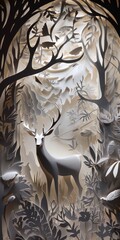 Paper cut art of a majestic deer