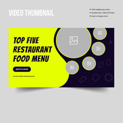 Restaurant food recidpe tips cover banner, video thumbnail banner template, vector eps 10 file format