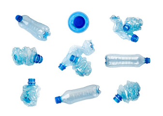 Blue Plastic Bottle Isolated, Empty Plastic Bottle, Global Pollution Concept, Water Pet Bottles